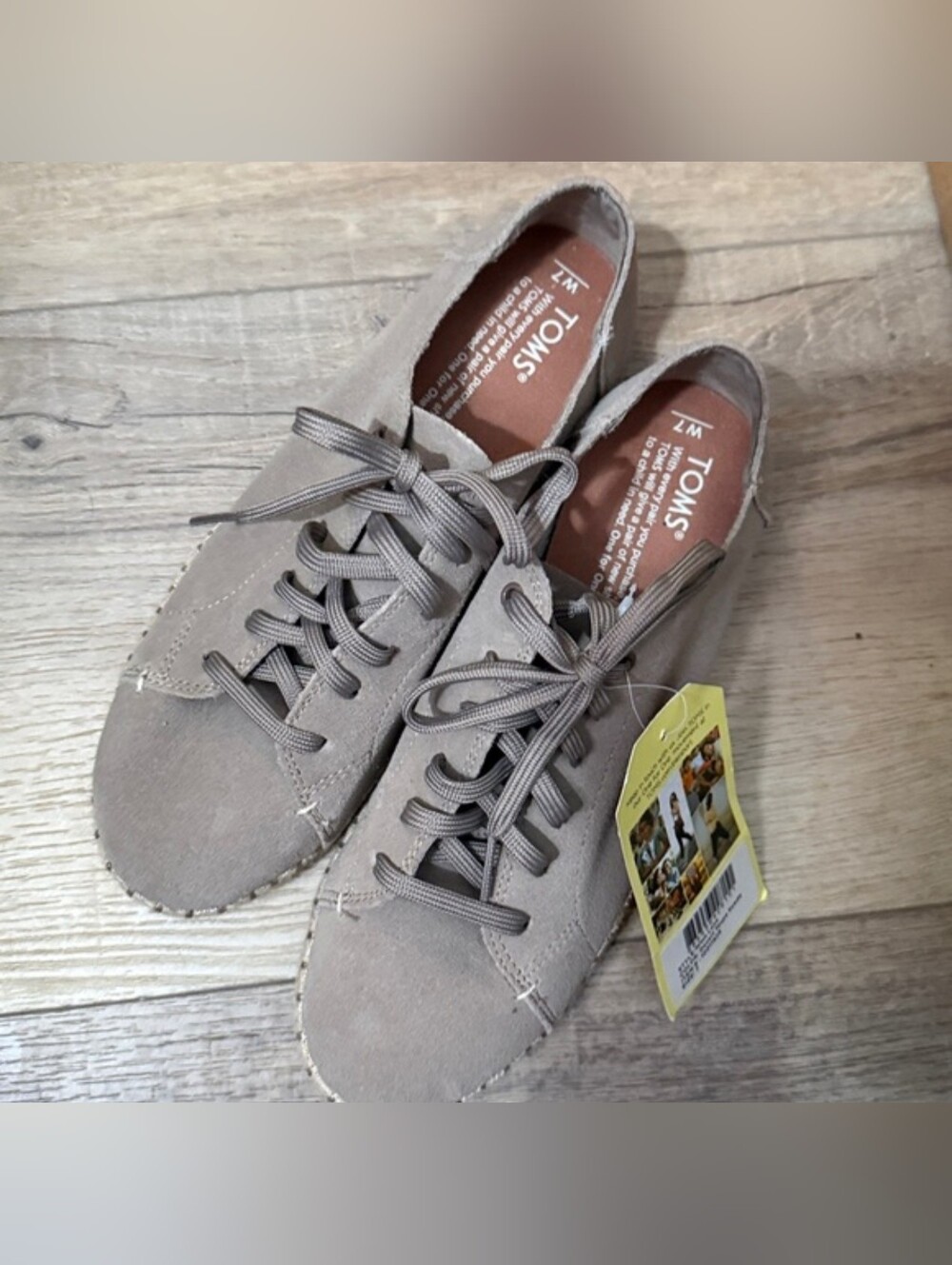 TOMS Suede Lace-Up Sneakers in Taupe